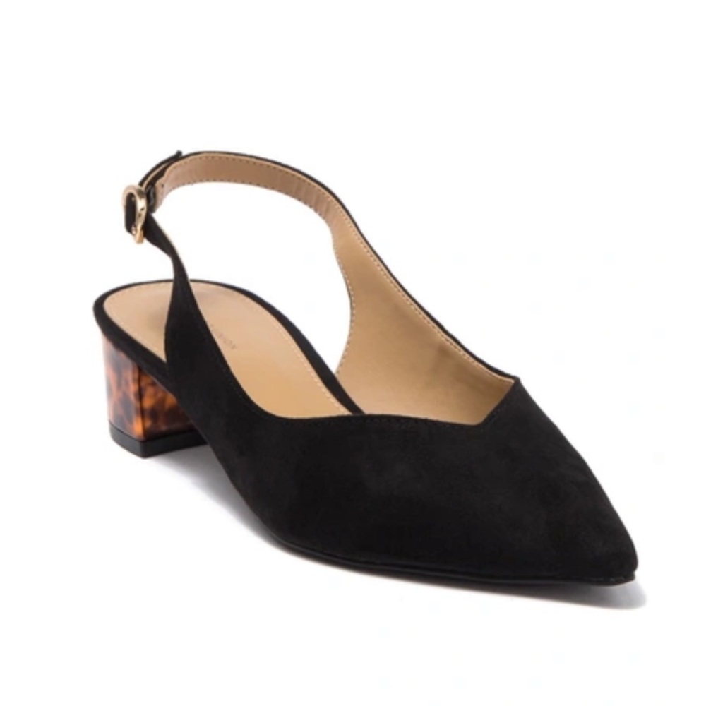 Addy Faux Suede Slingback Pump In Black Faux Suede